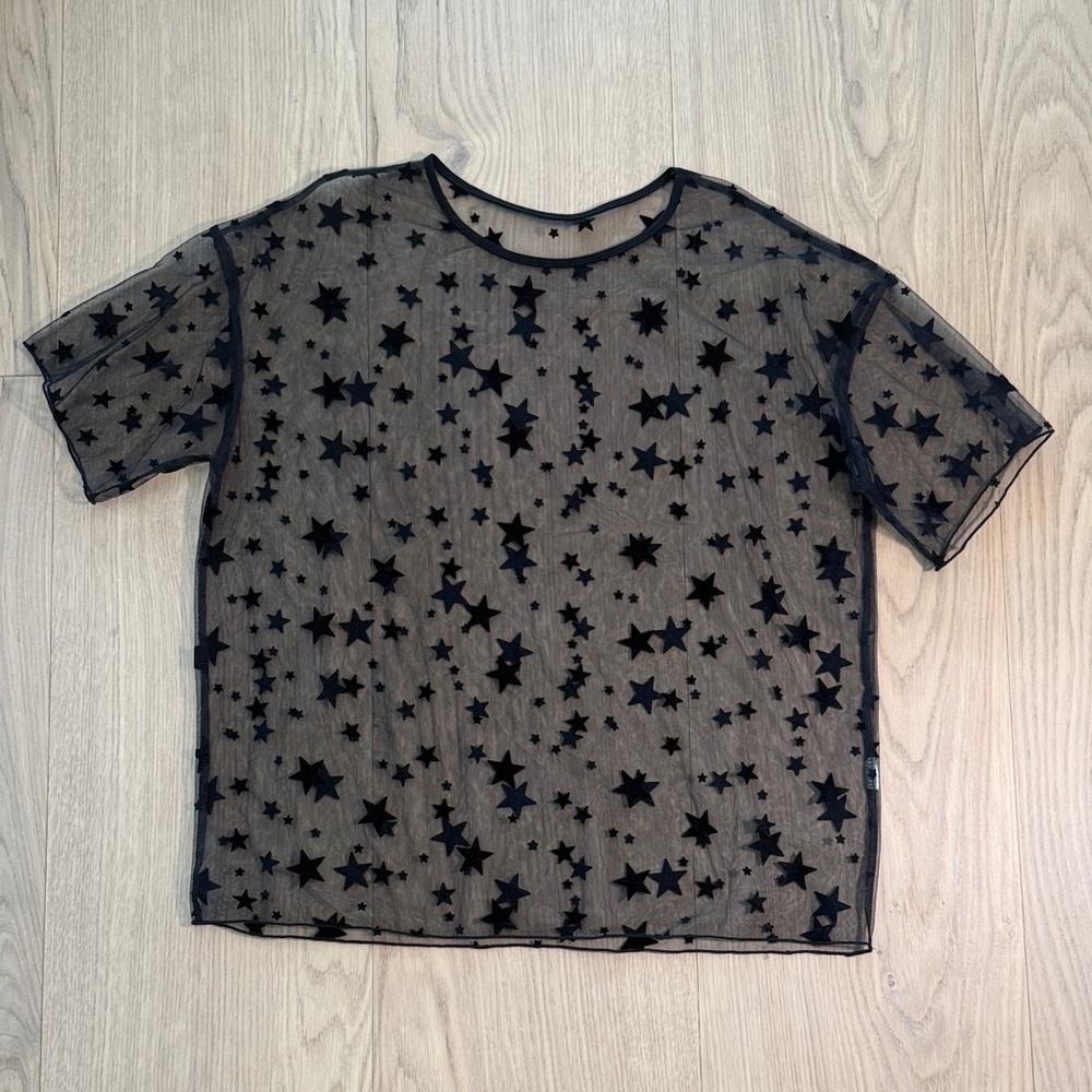 Amazon Black Star Mesh Oversized Tee - M